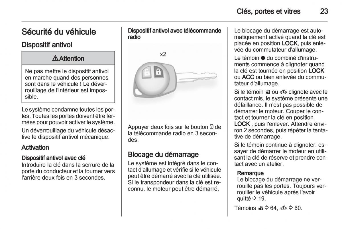 Opel Agila B manuel du proprietaire / page 23