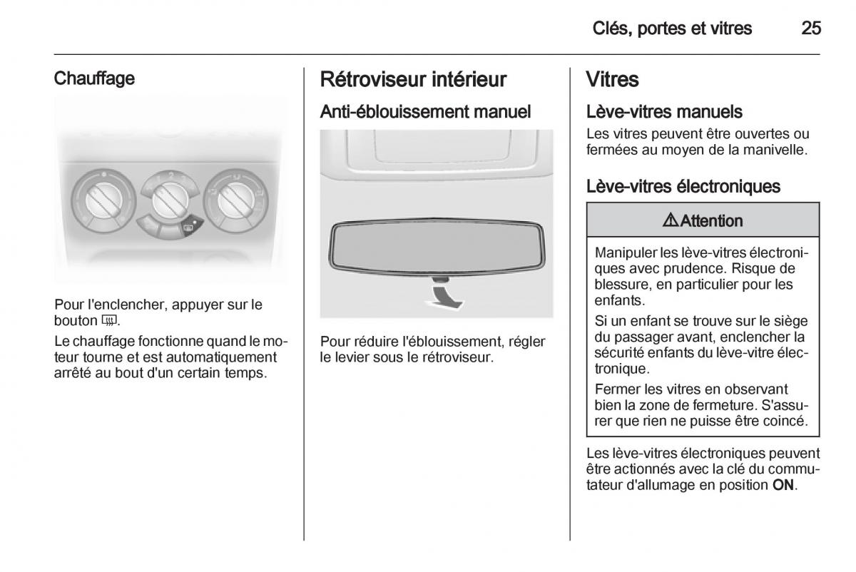 Opel Agila B manuel du proprietaire / page 25