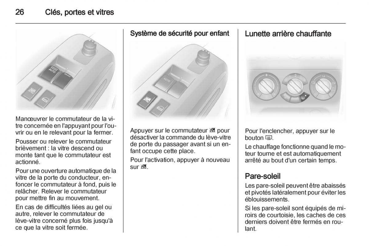 Opel Agila B manuel du proprietaire / page 26