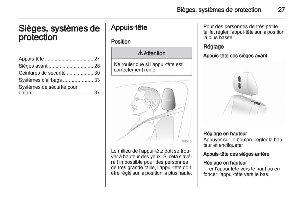 Opel Agila B manuel du proprietaire / page 27