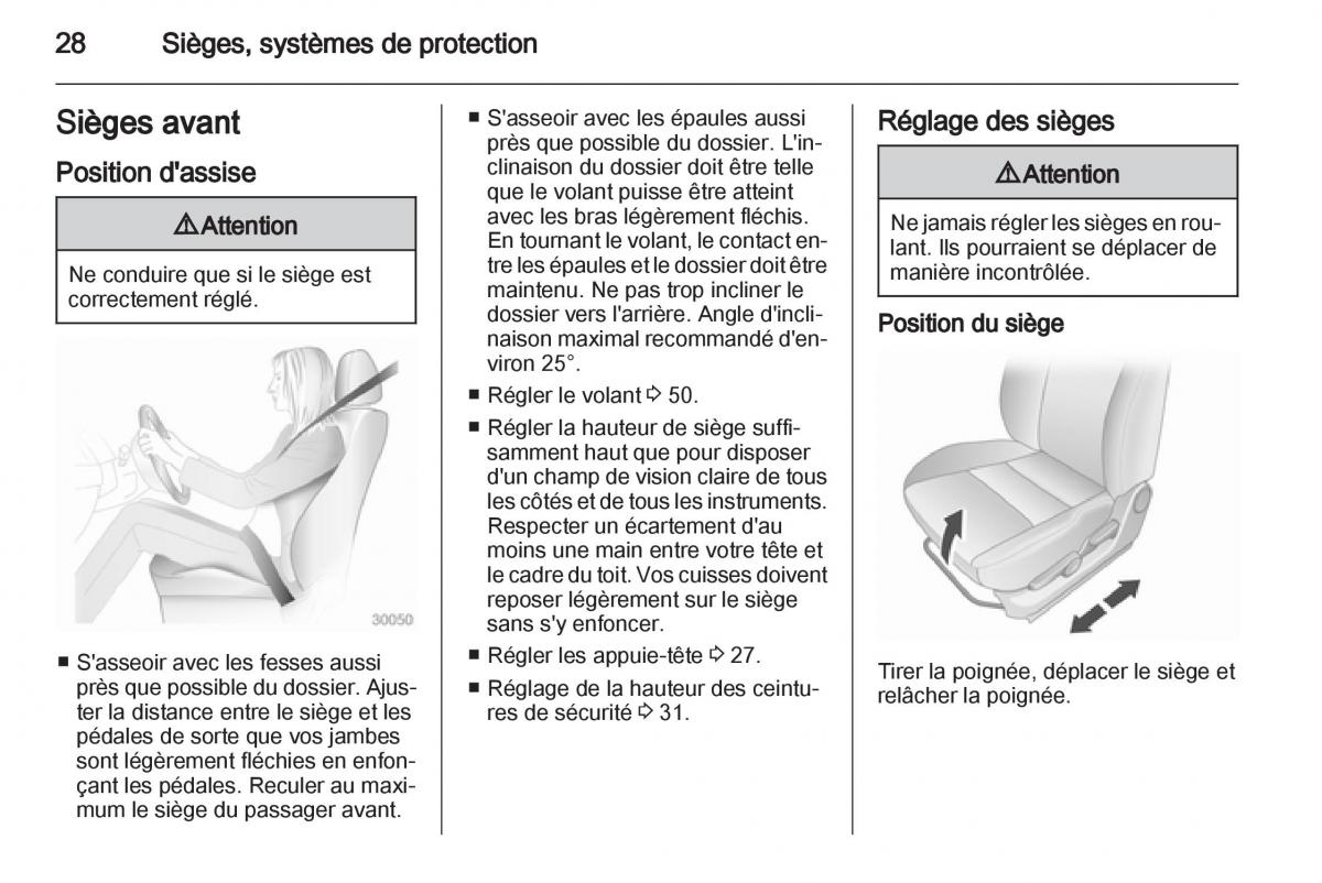 Opel Agila B manuel du proprietaire / page 28