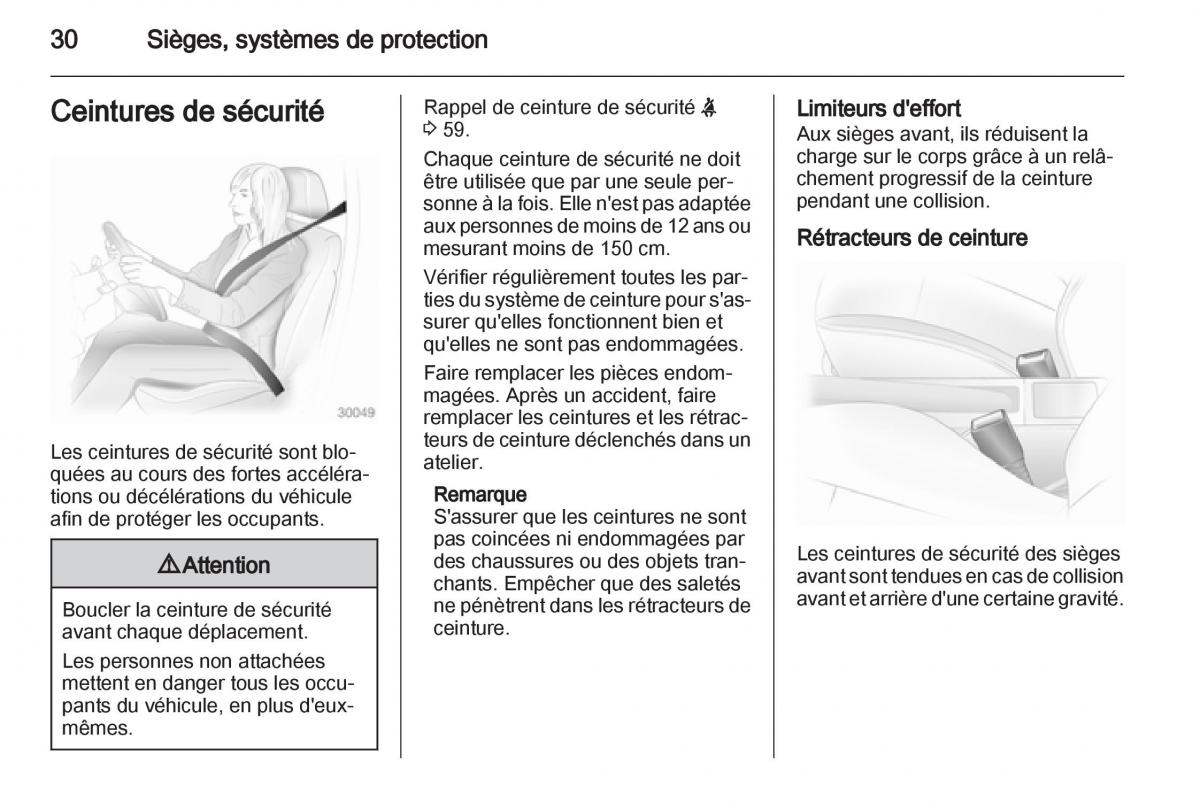 Opel Agila B manuel du proprietaire / page 30