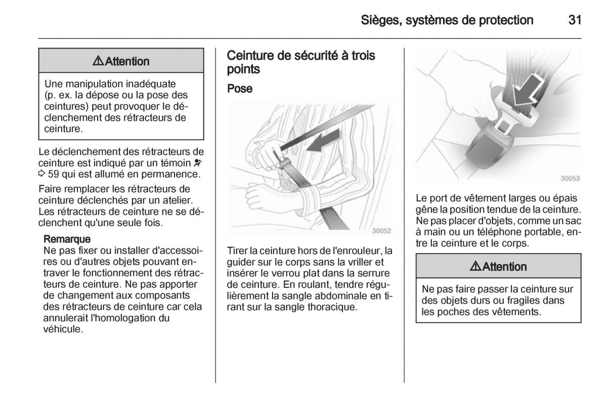 Opel Agila B manuel du proprietaire / page 31