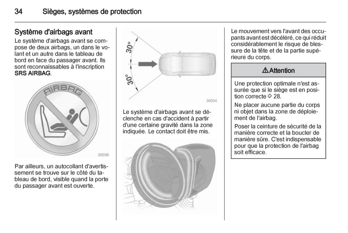 Opel Agila B manuel du proprietaire / page 34