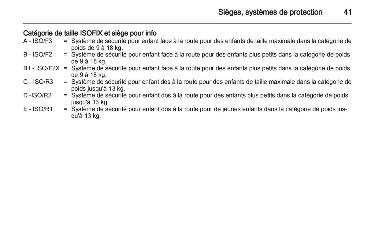 Opel Agila B manuel du proprietaire / page 41