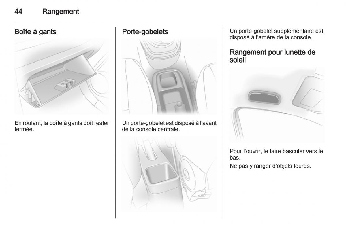 Opel Agila B manuel du proprietaire / page 44