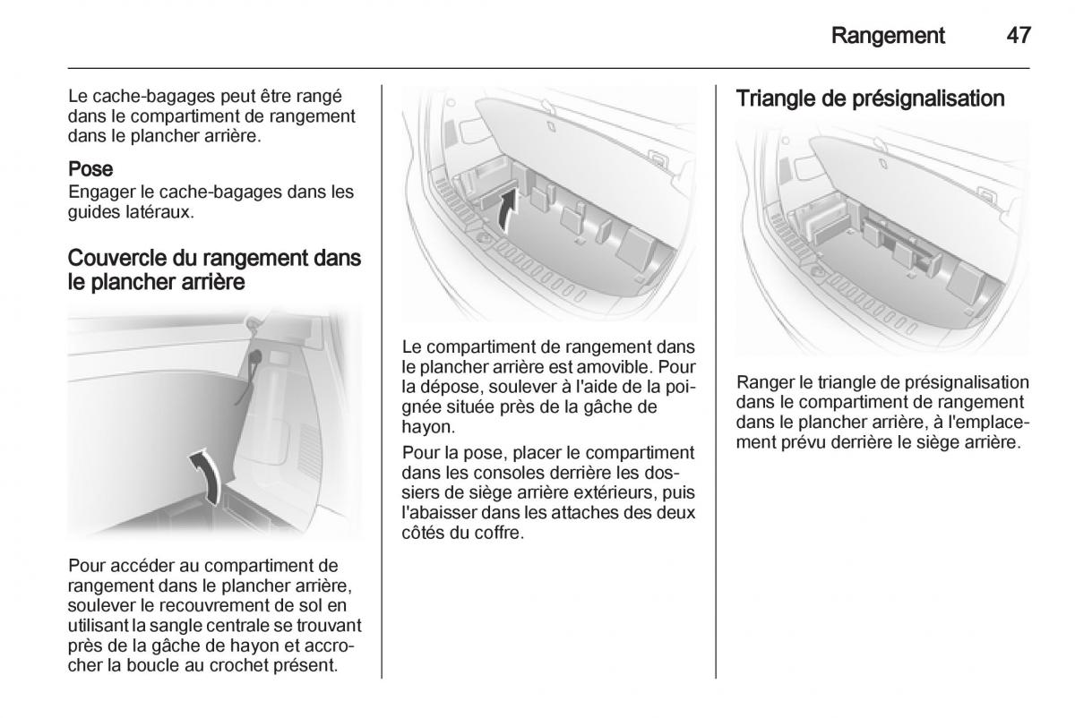 Opel Agila B manuel du proprietaire / page 47