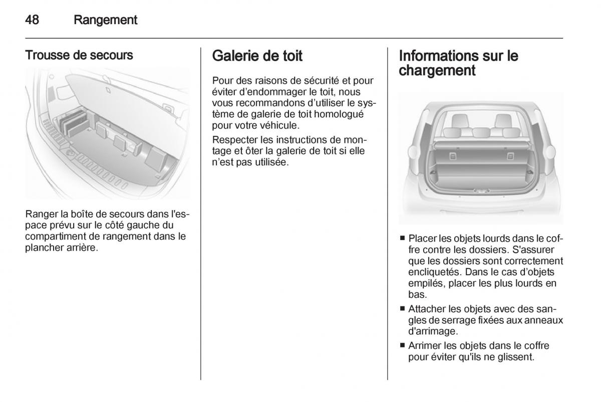 Opel Agila B manuel du proprietaire / page 48