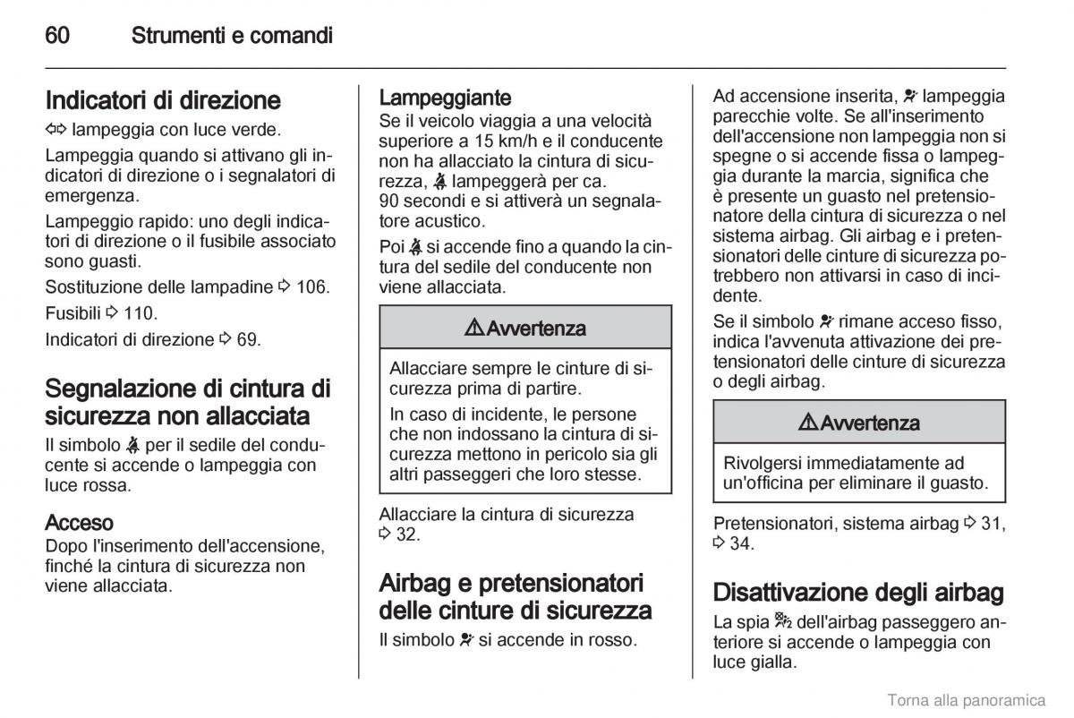 Opel Agila B manuale del proprietario / page 61