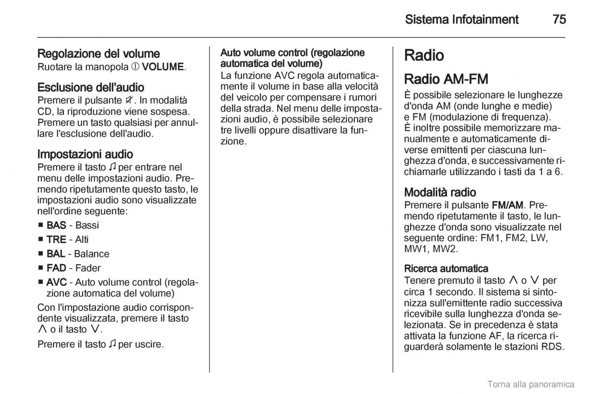 Opel Agila B manuale del proprietario / page 76