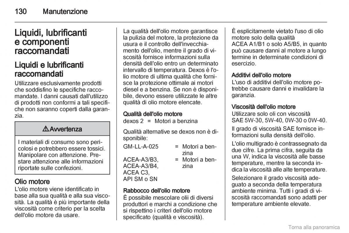 Opel Agila B manuale del proprietario / page 131