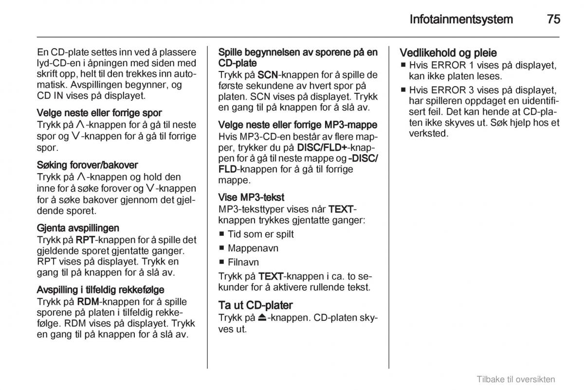 Opel Agila B bruksanvisningen / page 75