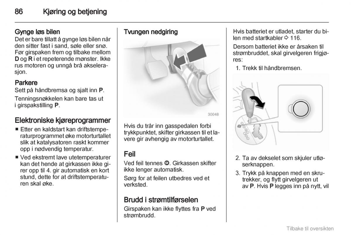 Opel Agila B bruksanvisningen / page 86