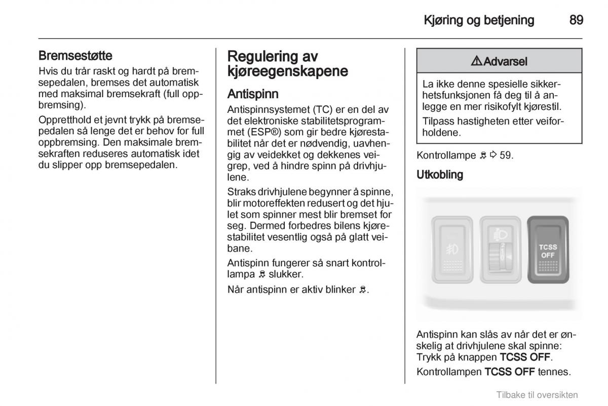 Opel Agila B bruksanvisningen / page 89