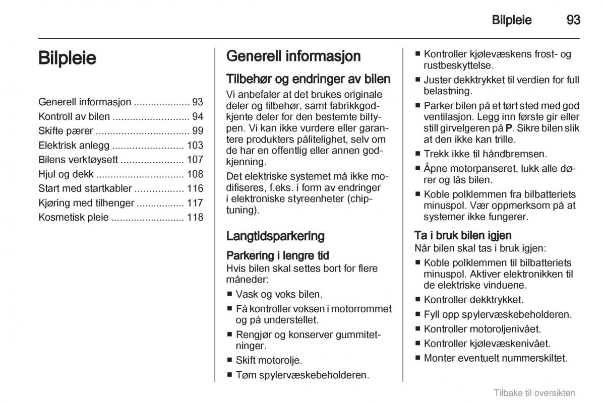 Opel Agila B bruksanvisningen / page 93