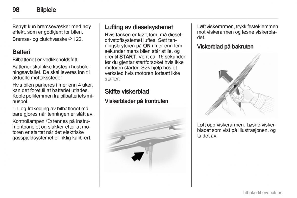 Opel Agila B bruksanvisningen / page 98