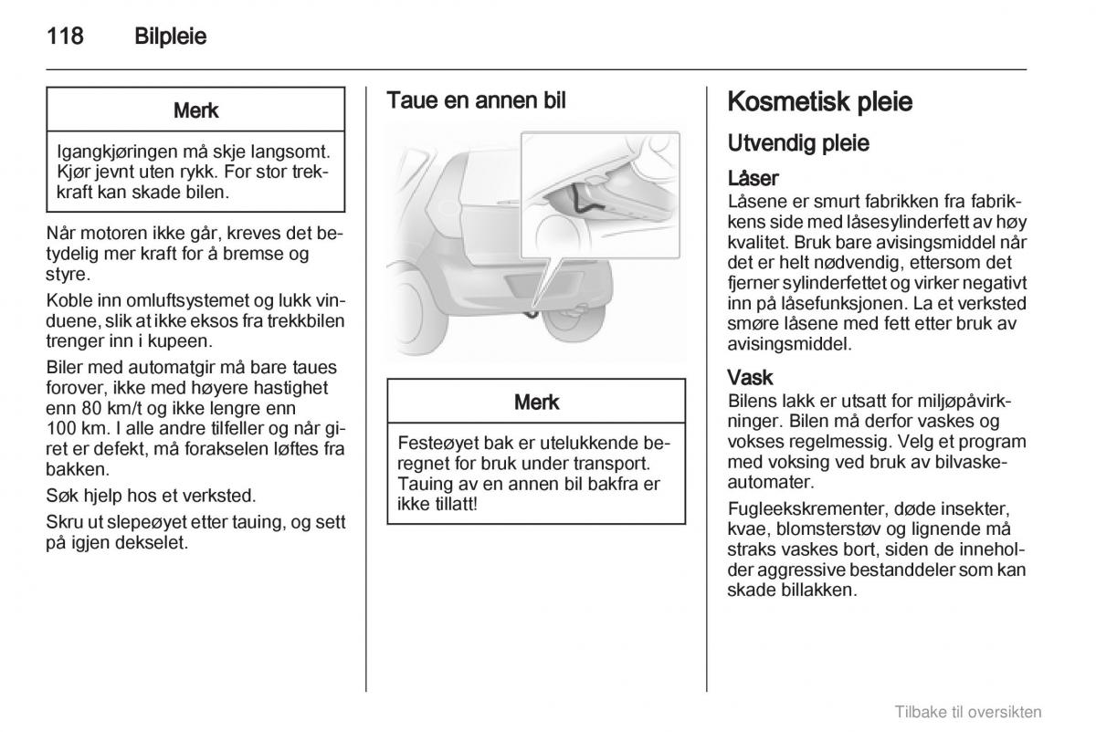 Opel Agila B bruksanvisningen / page 118