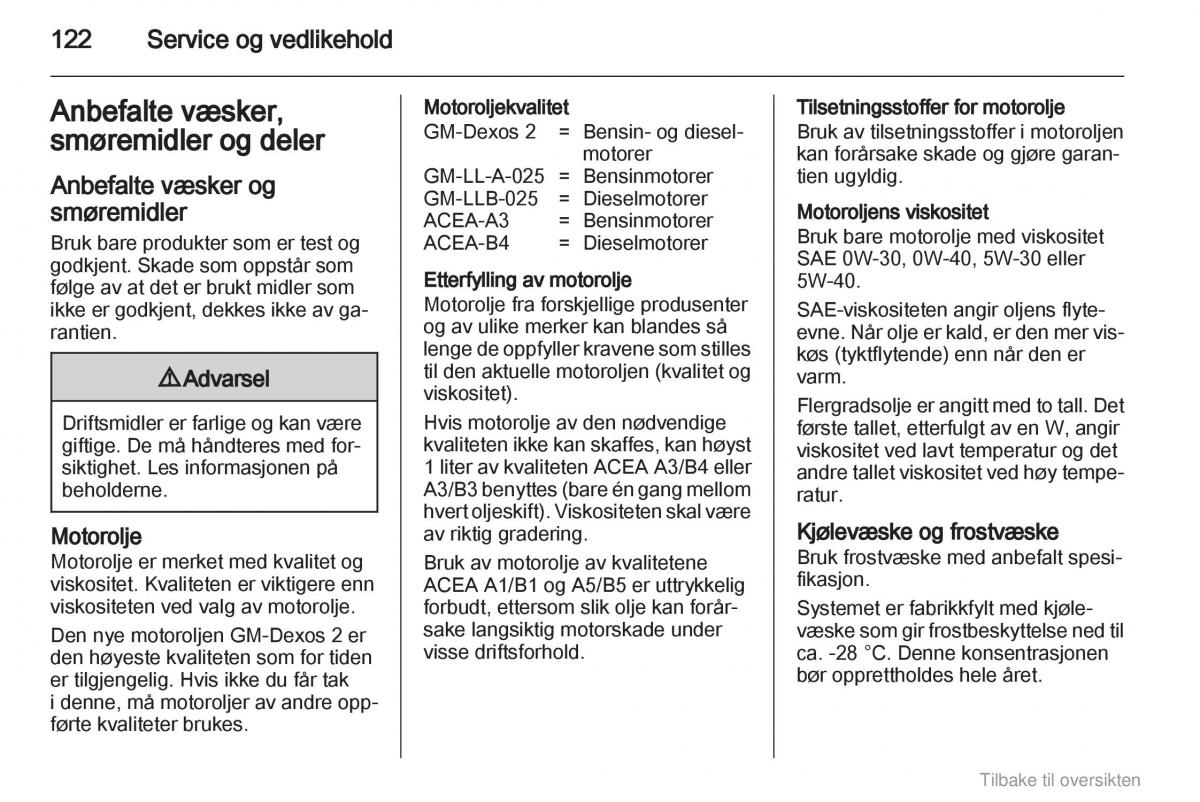 Opel Agila B bruksanvisningen / page 122