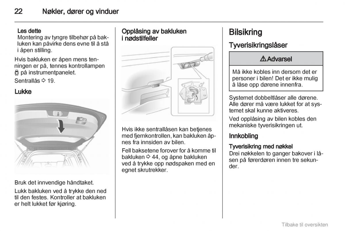 Opel Agila B bruksanvisningen / page 22