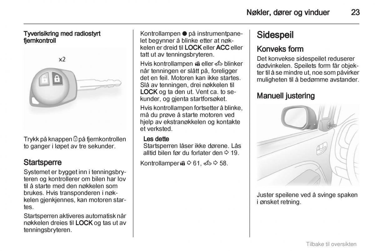 Opel Agila B bruksanvisningen / page 23