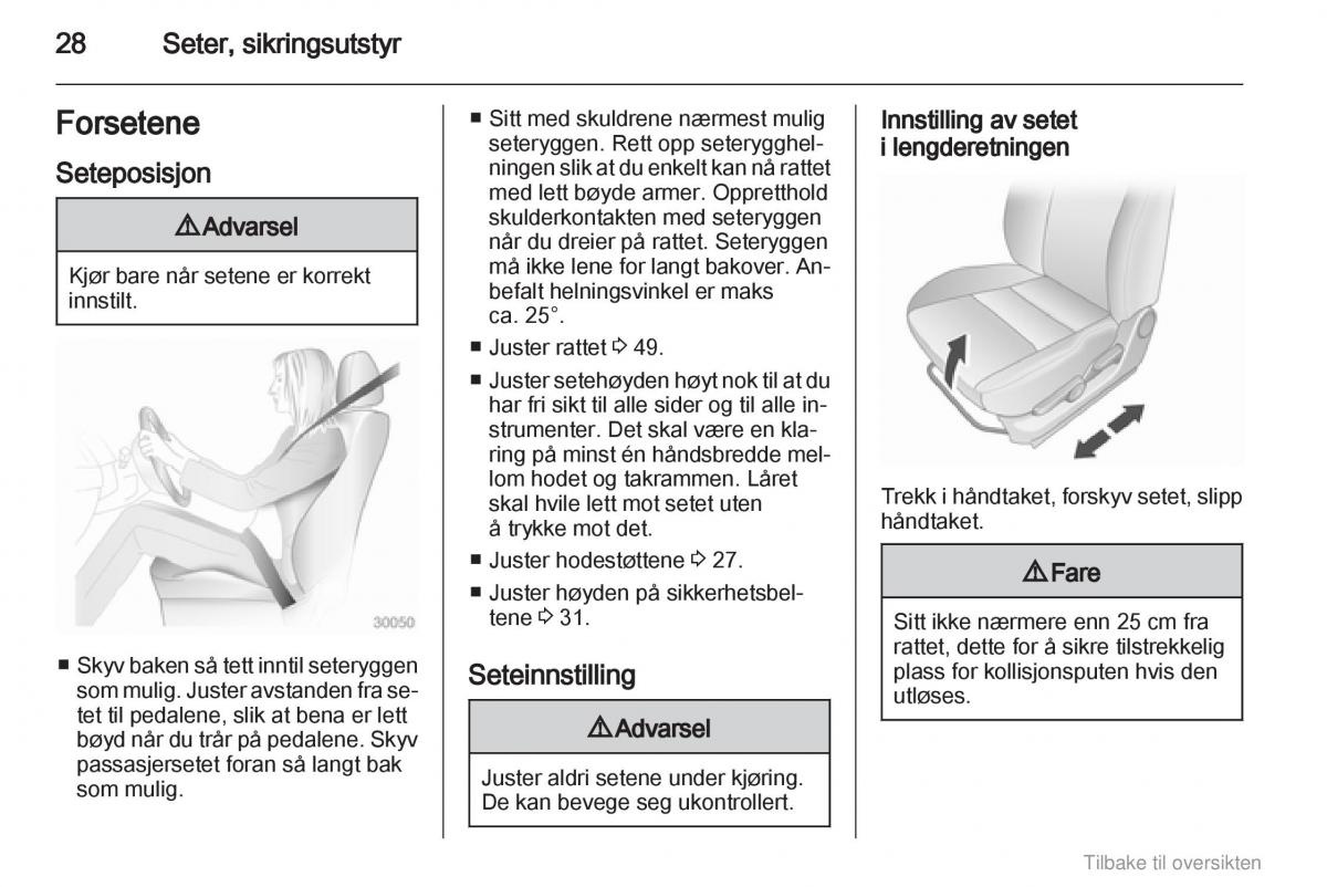 Opel Agila B bruksanvisningen / page 28