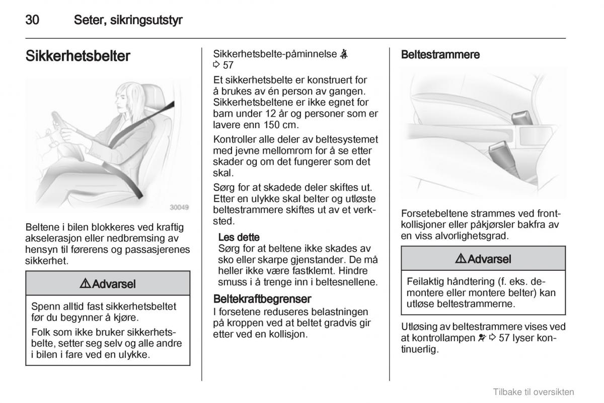 Opel Agila B bruksanvisningen / page 30