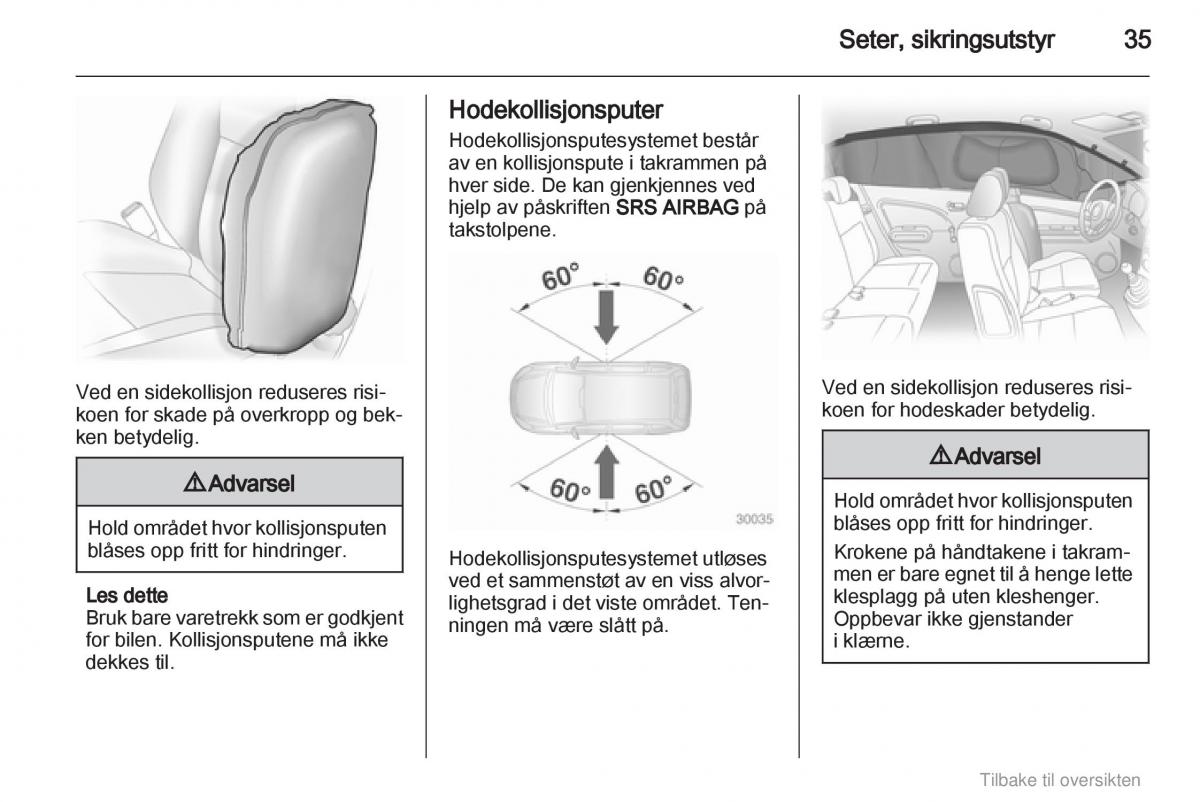 Opel Agila B bruksanvisningen / page 35