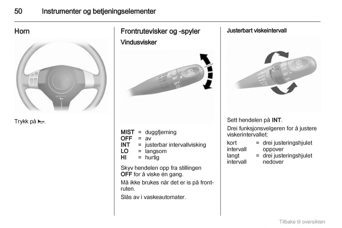 Opel Agila B bruksanvisningen / page 50