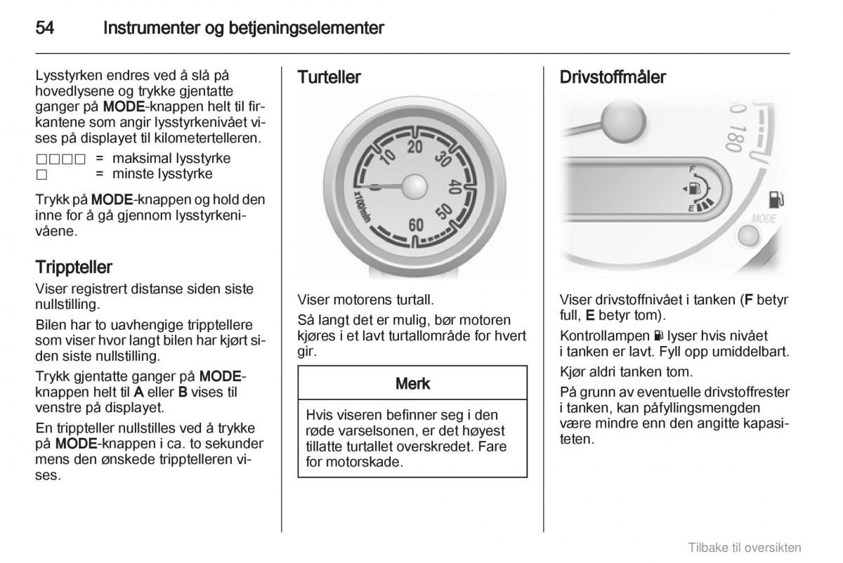 Opel Agila B bruksanvisningen / page 54