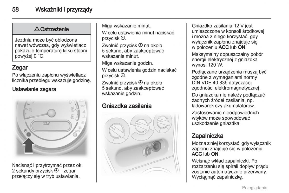 Opel Agila B instrukcja obslugi / page 58