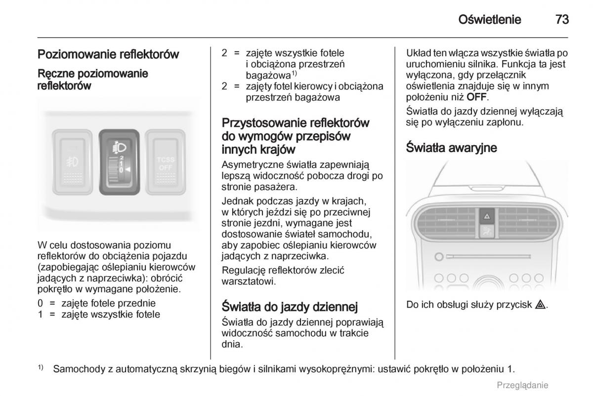 Opel Agila B instrukcja obslugi / page 73