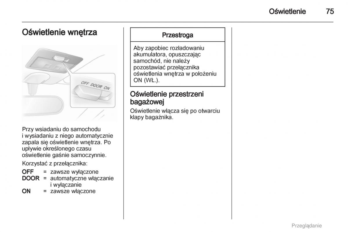 Opel Agila B instrukcja obslugi / page 75