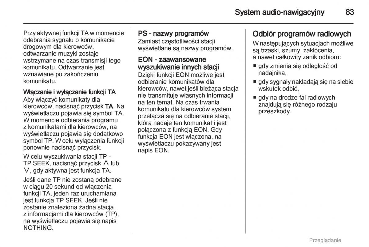 Opel Agila B instrukcja obslugi / page 83