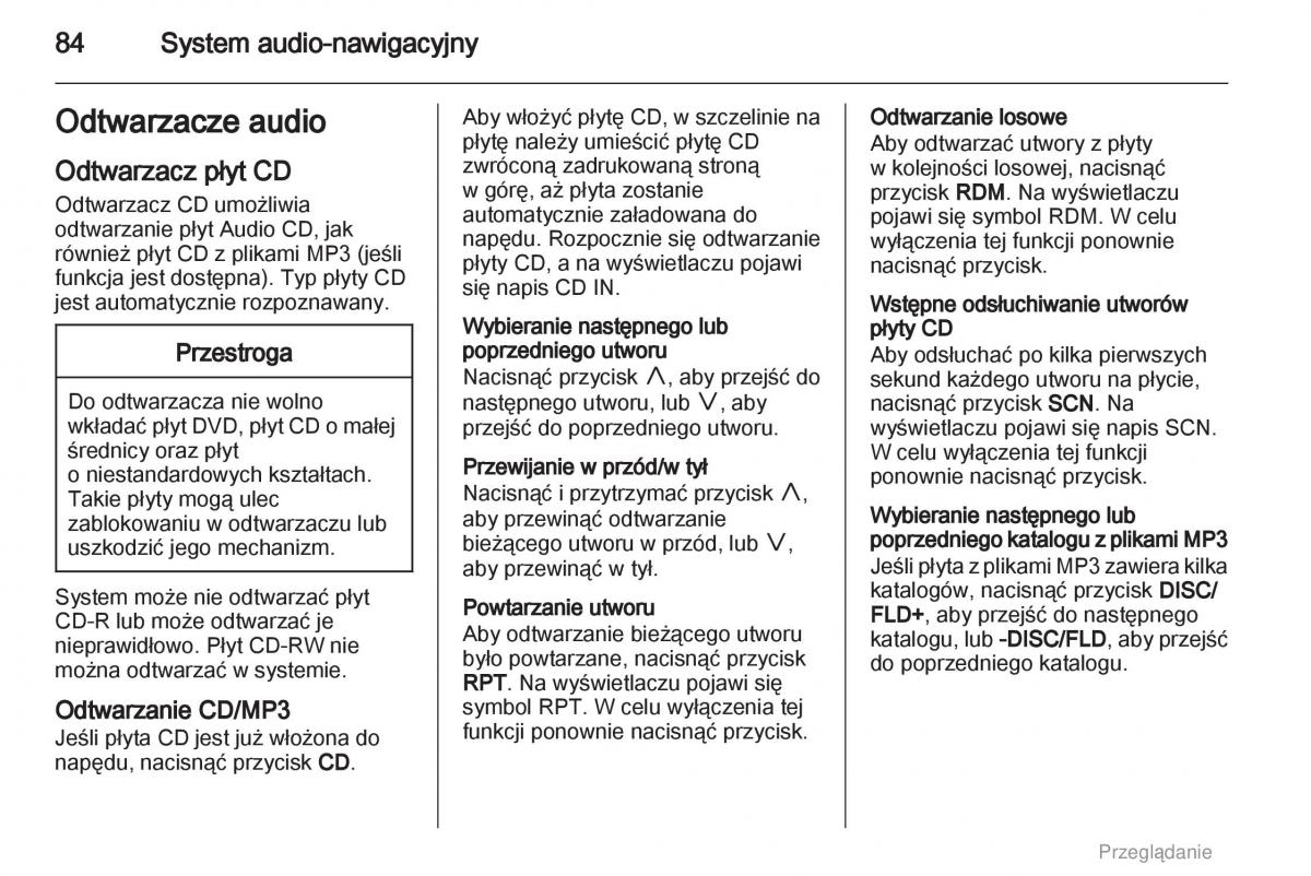 Opel Agila B instrukcja obslugi / page 84