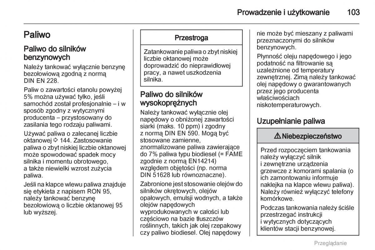 Opel Agila B instrukcja obslugi / page 103