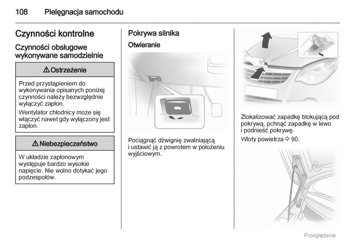 Opel Agila B instrukcja obslugi / page 108