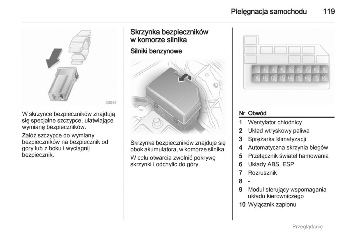 Opel Agila B instrukcja obslugi / page 119