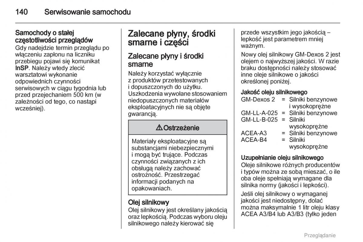 Opel Agila B instrukcja obslugi / page 140