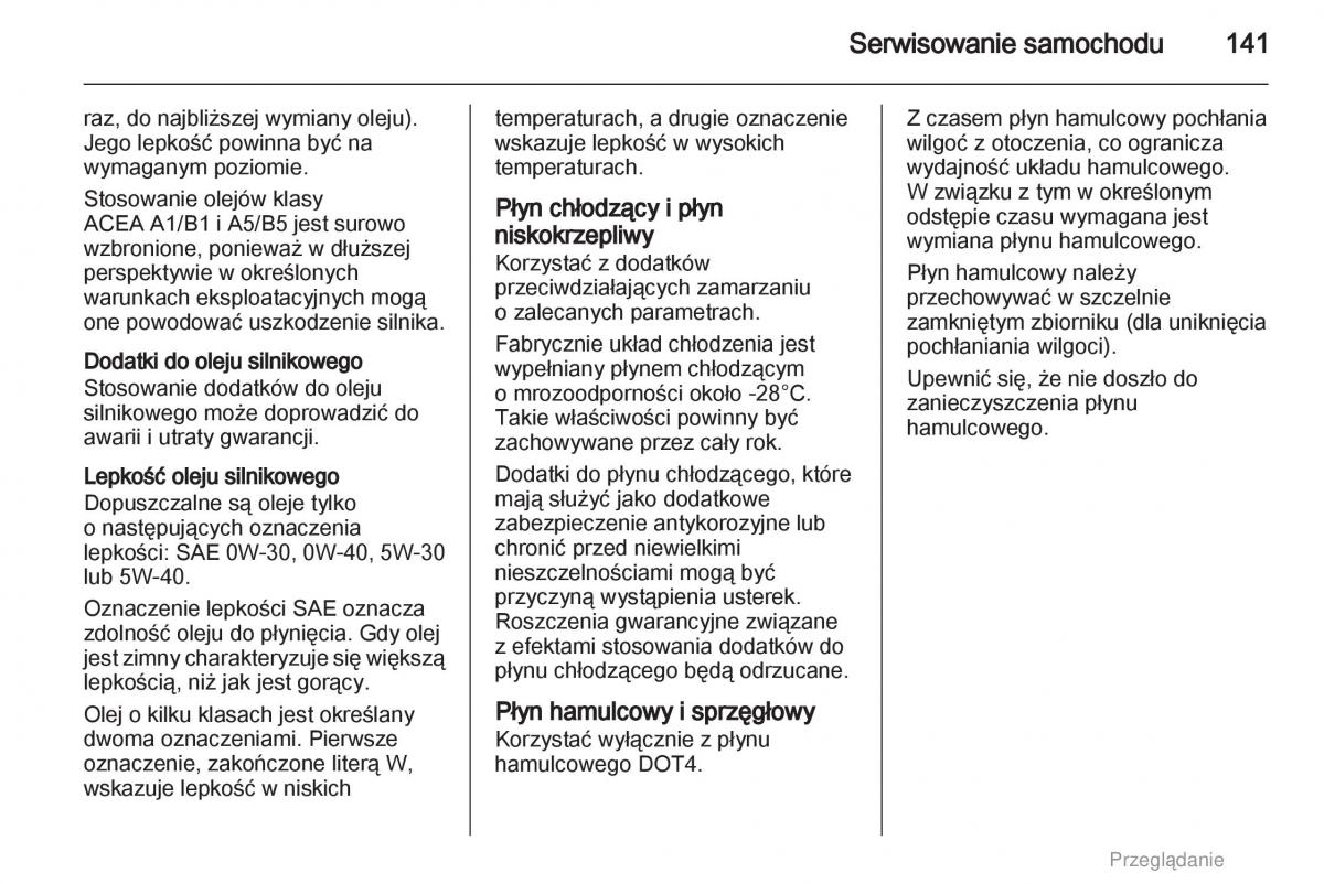 Opel Agila B instrukcja obslugi / page 141