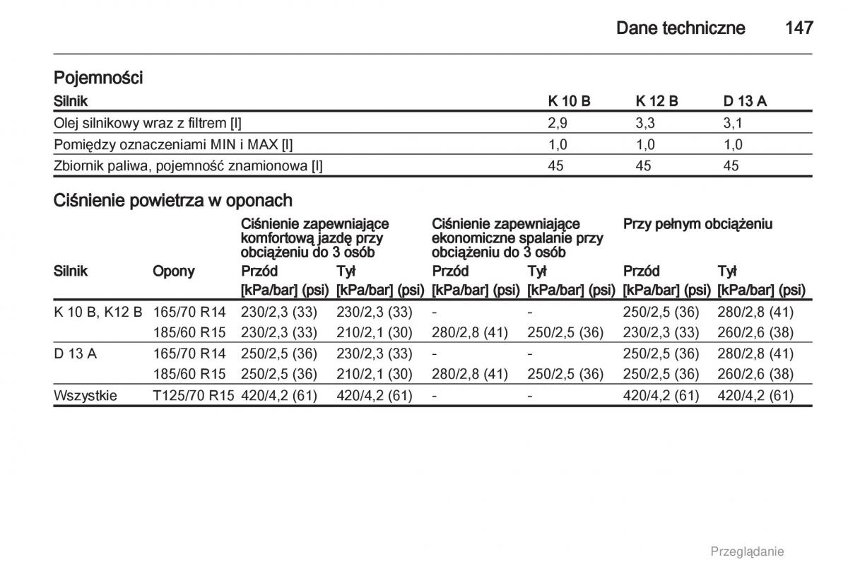 Opel Agila B instrukcja obslugi / page 147