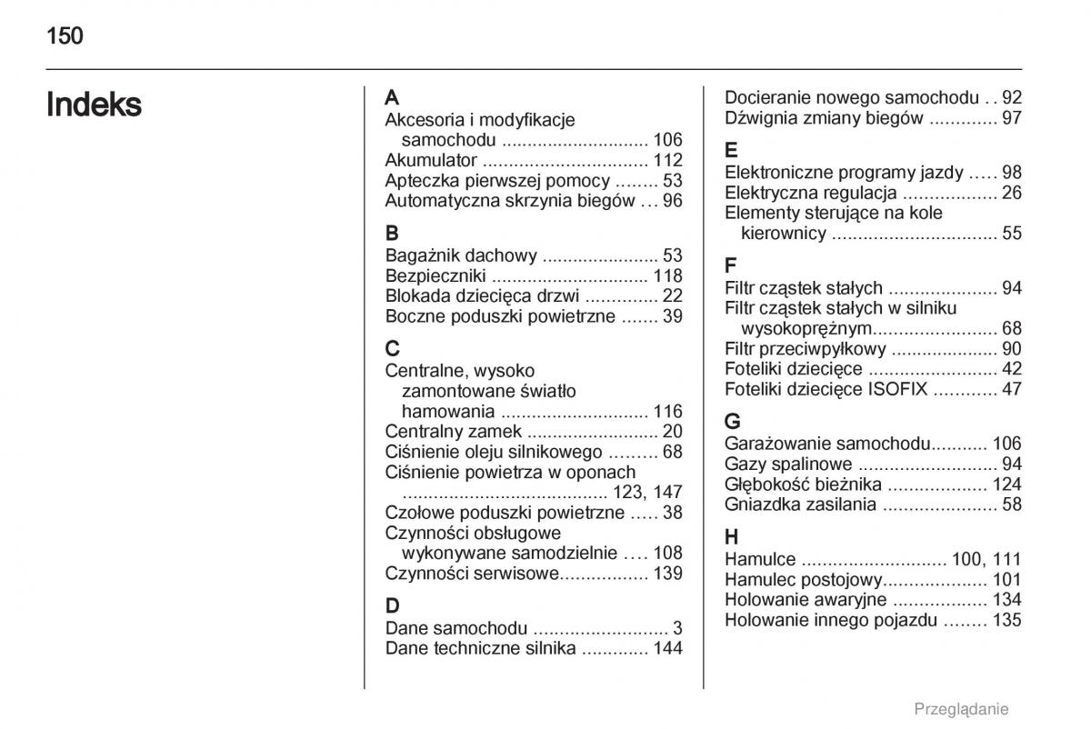 Opel Agila B instrukcja obslugi / page 150