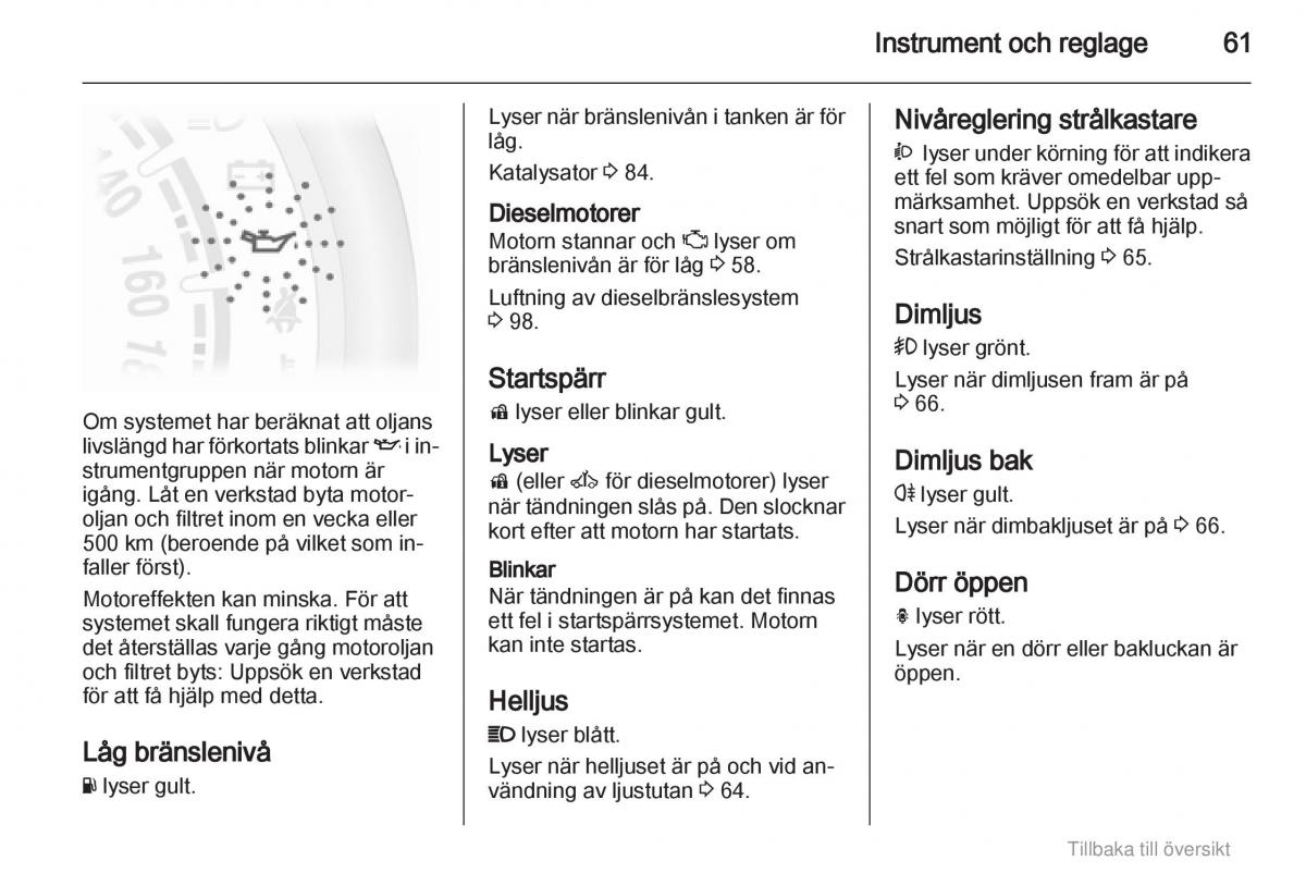 Opel Agila B instruktionsbok / page 61