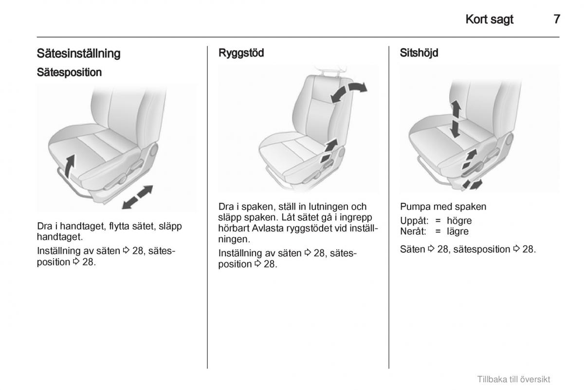 Opel Agila B instruktionsbok / page 7