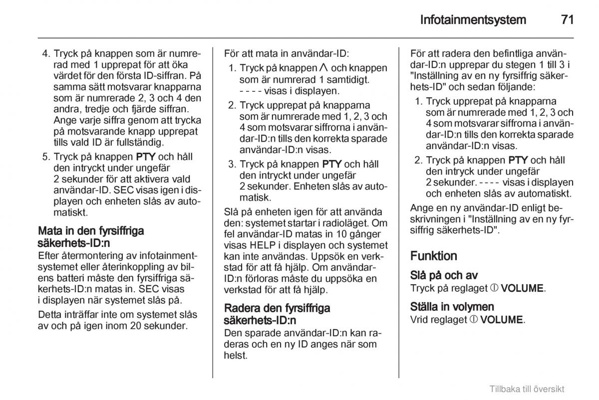 Opel Agila B instruktionsbok / page 71