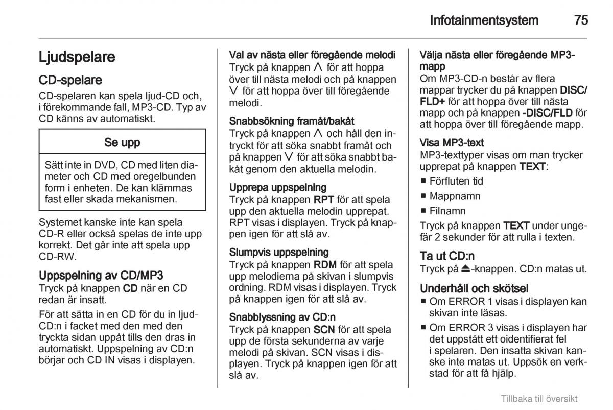 Opel Agila B instruktionsbok / page 75