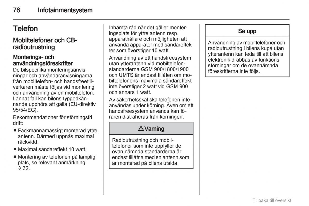 Opel Agila B instruktionsbok / page 76