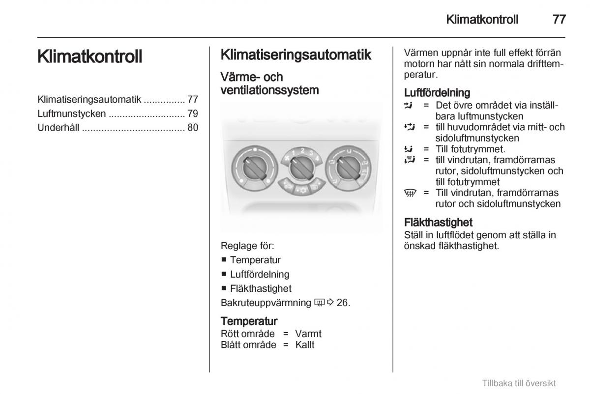 Opel Agila B instruktionsbok / page 77