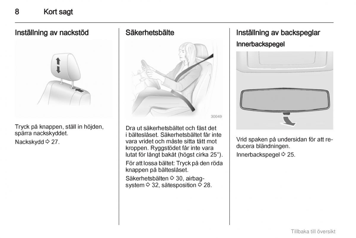 Opel Agila B instruktionsbok / page 8