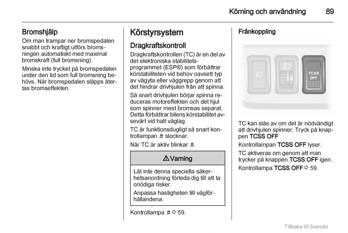 Opel Agila B instruktionsbok / page 89