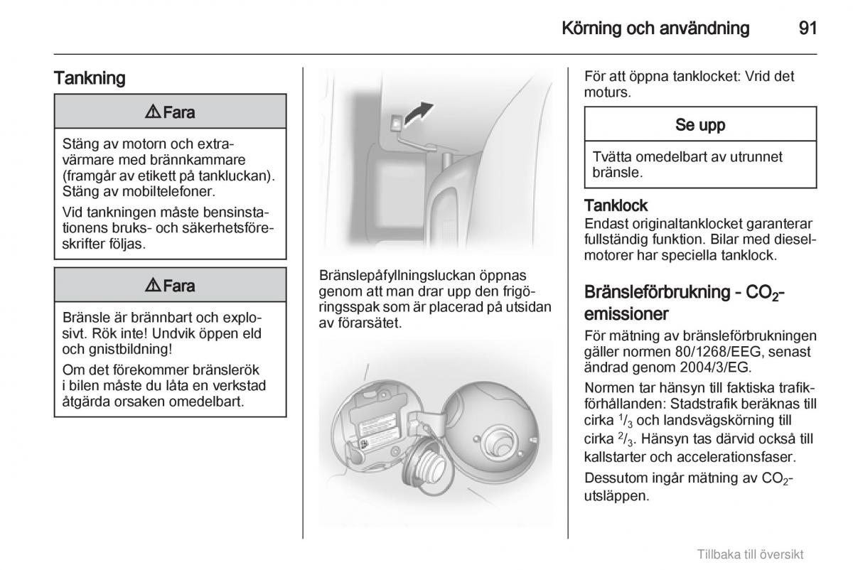 Opel Agila B instruktionsbok / page 91